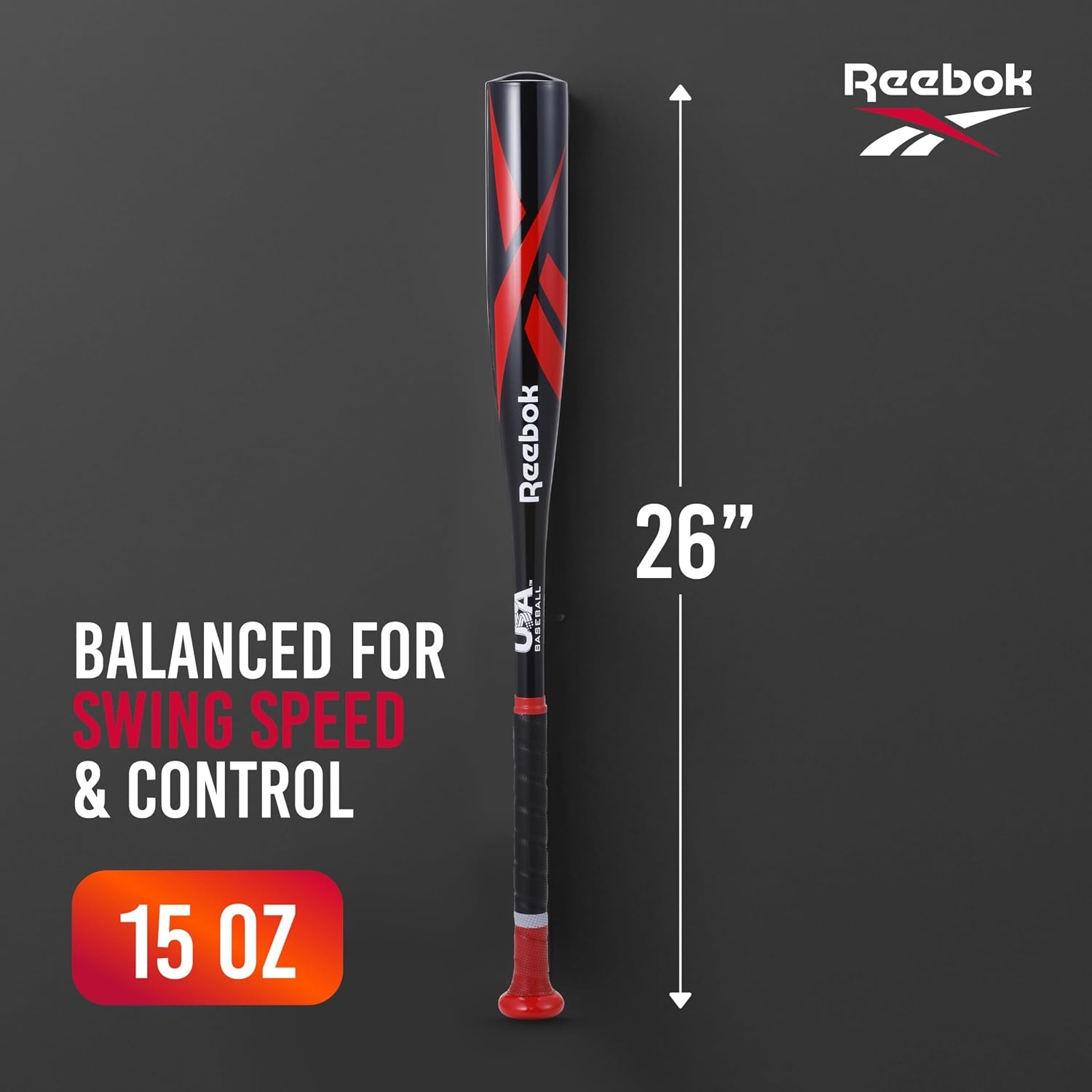 image:imageReebok 26Inch Aluminum TBall Bat Lightweight Youth Baseball BeginnerFriendly Kids amp Youth Includes Balls 26Inch Aluminum Bat for Kids amp YouthBlack