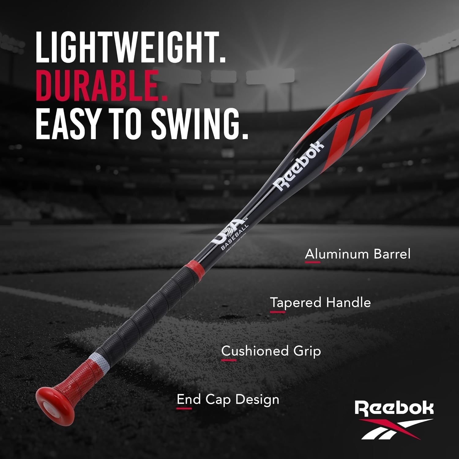 image:imageReebok 26Inch Aluminum TBall Bat Lightweight Youth Baseball BeginnerFriendly Kids amp Youth Includes Balls 26Inch Aluminum Bat for Kids amp YouthBlack