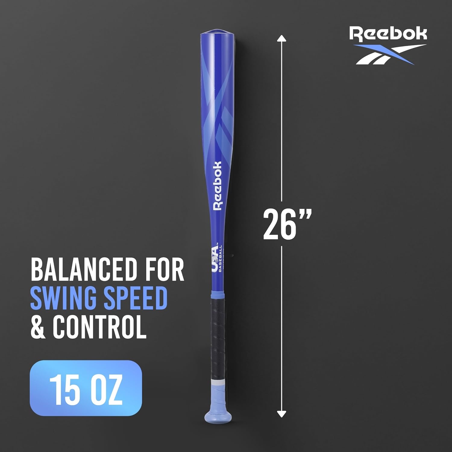 image:imageReebok 26Inch Aluminum TBall Bat Lightweight Youth Baseball BeginnerFriendly Kids amp Youth Includes Balls 26Inch Aluminum Bat for Kids amp YouthBlue