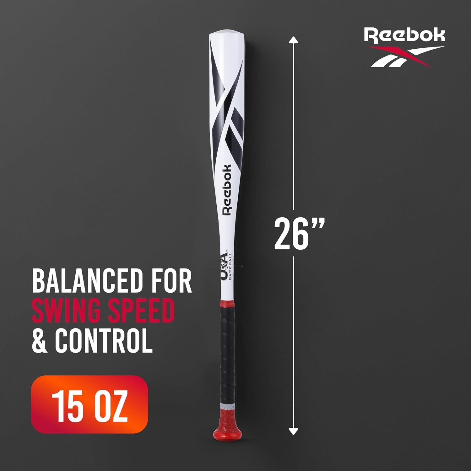 image:imageReebok 26Inch Aluminum TBall Bat Lightweight Youth Baseball BeginnerFriendly Kids amp Youth Includes Balls 26Inch Aluminum Bat for Kids amp YouthWhite