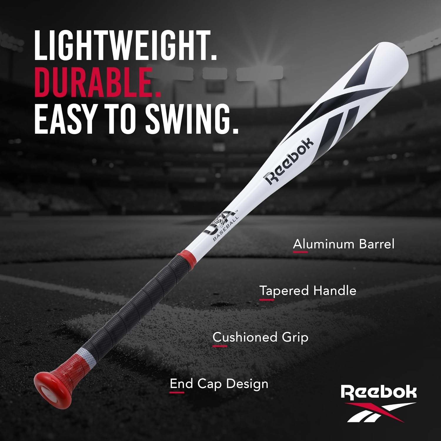 image:imageReebok 26Inch Aluminum TBall Bat Lightweight Youth Baseball BeginnerFriendly Kids amp Youth Includes Balls 26Inch Aluminum Bat for Kids amp YouthWhite