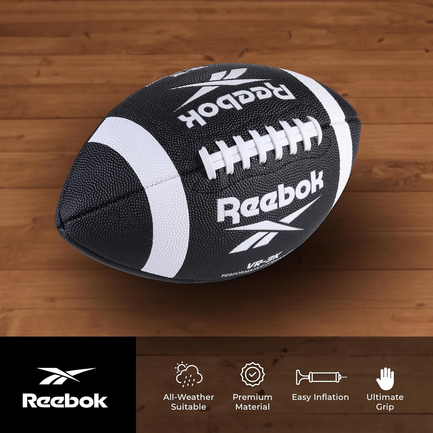 image:imageReebok Football Composite Leather Innovative Soft Grip Technology Cushion Lining Stylish Ideal for SportsBlack