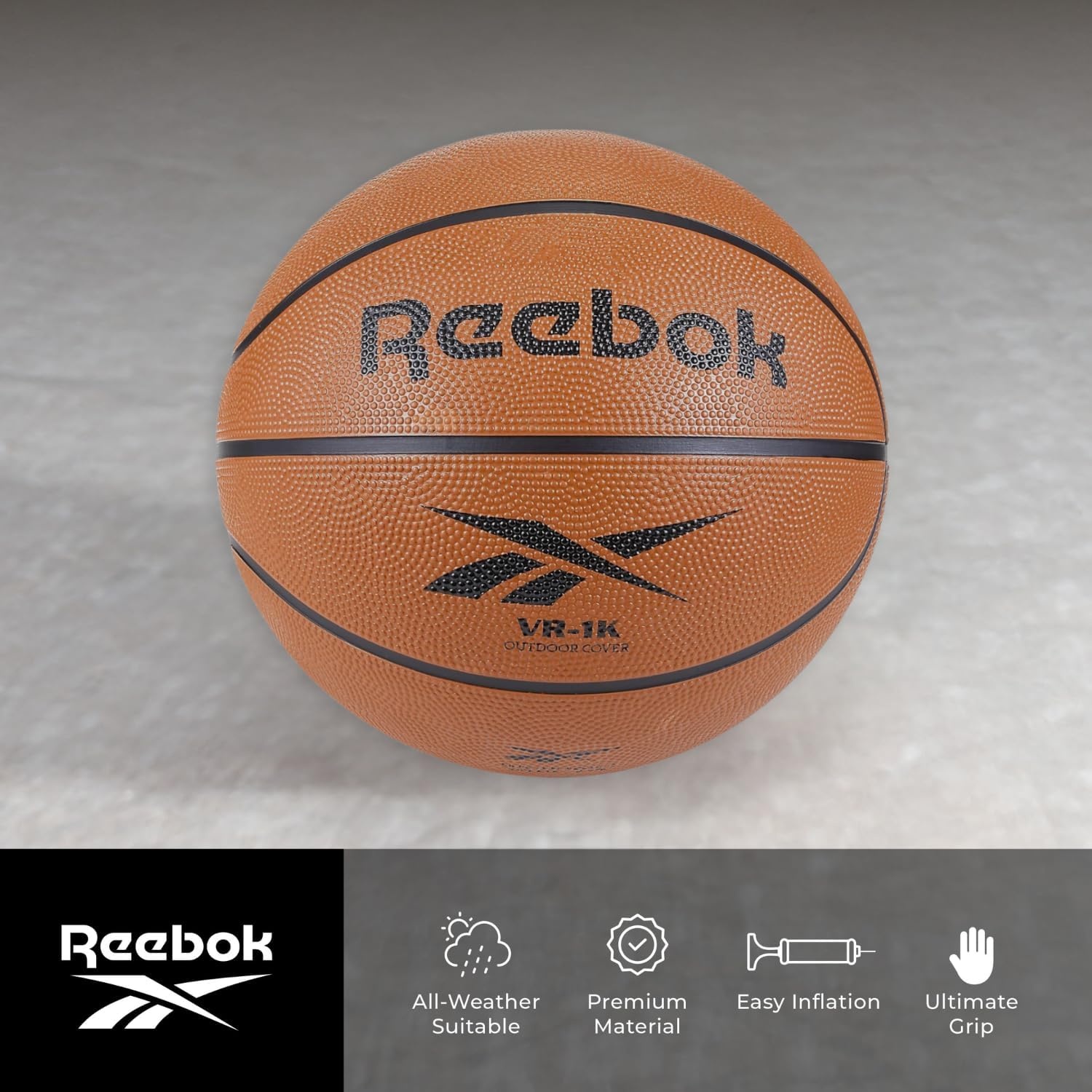 image:imageReebok Over the Door Basketball Hoop Set with Ball and Pump Durable Official Size 7 Rubber Cover Textured Grip Surface Designed for Outdoor Courts Consistent Bounce for Practice amp Play