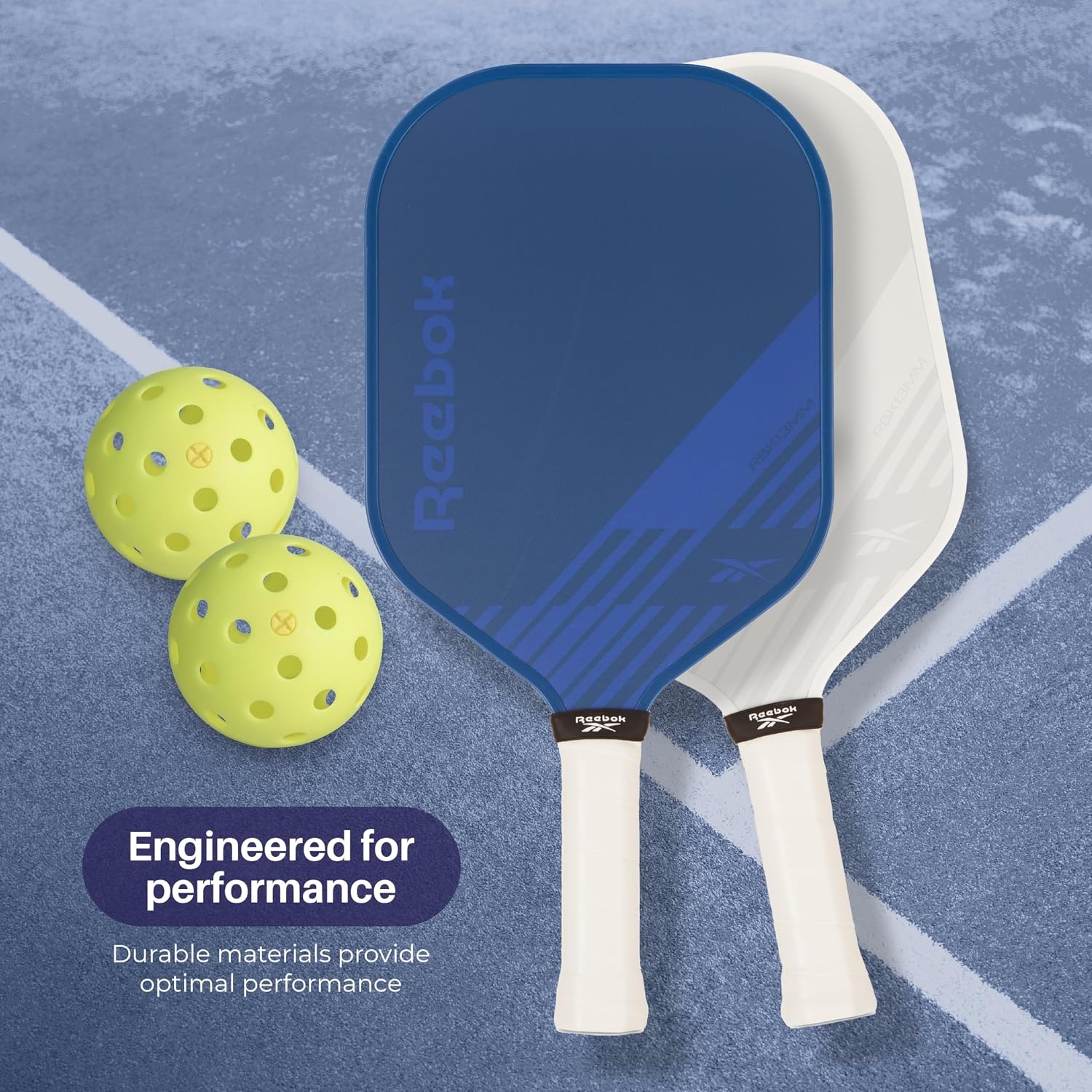 image:imageReebok Pickleball Set for 2 Players Includes 2 Paddles with Cushion Grip and 2 LightUp Balls Perfect for Night Play Durable Engineered for Sports EnthusiastsBlueWhite