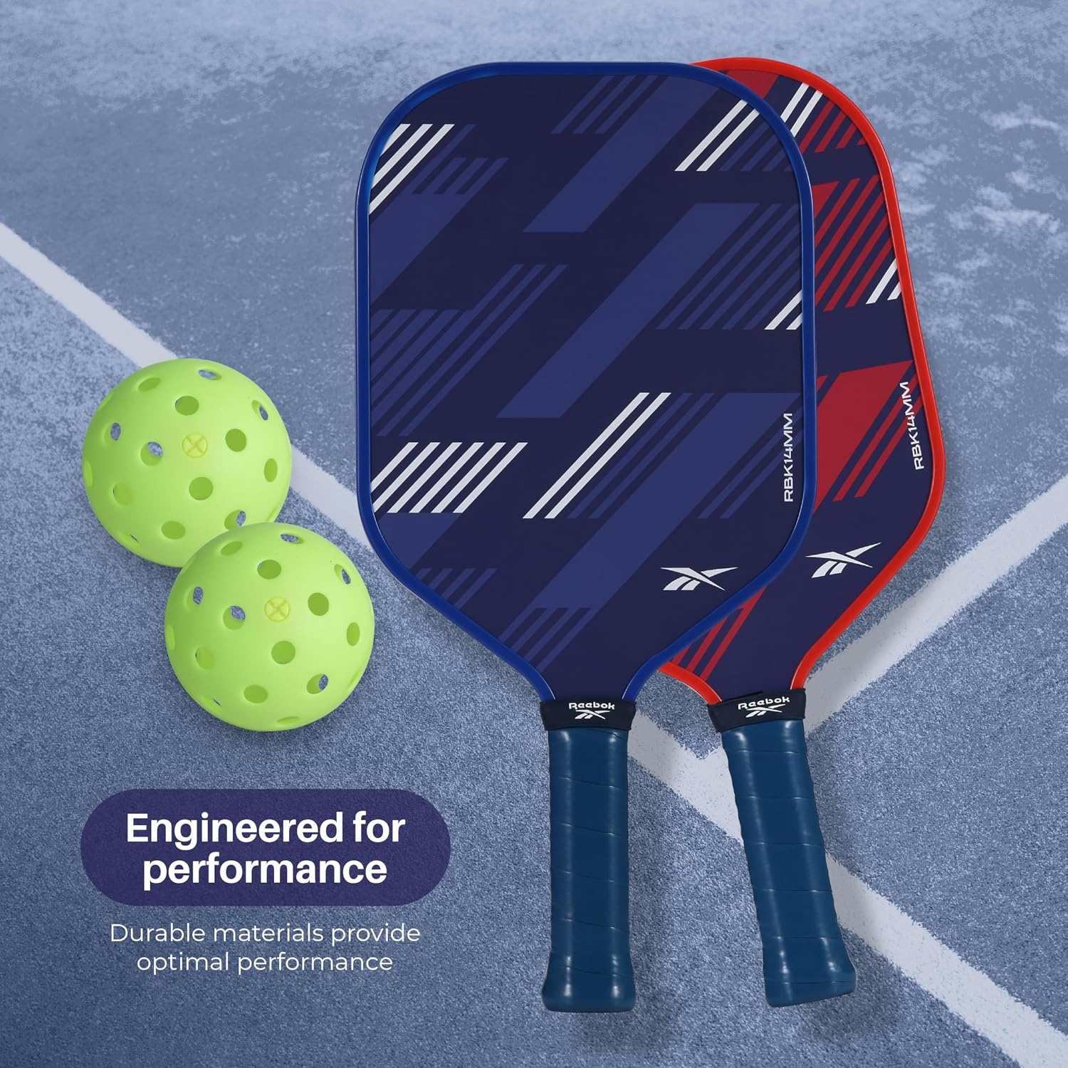 image:imageReebok Pickleball Set for 2 Players Includes 2 Paddles with Cushion Grip and 2 LightUp Balls Perfect for Night Play Durable Engineered for Sports EnthusiastsNavyRed