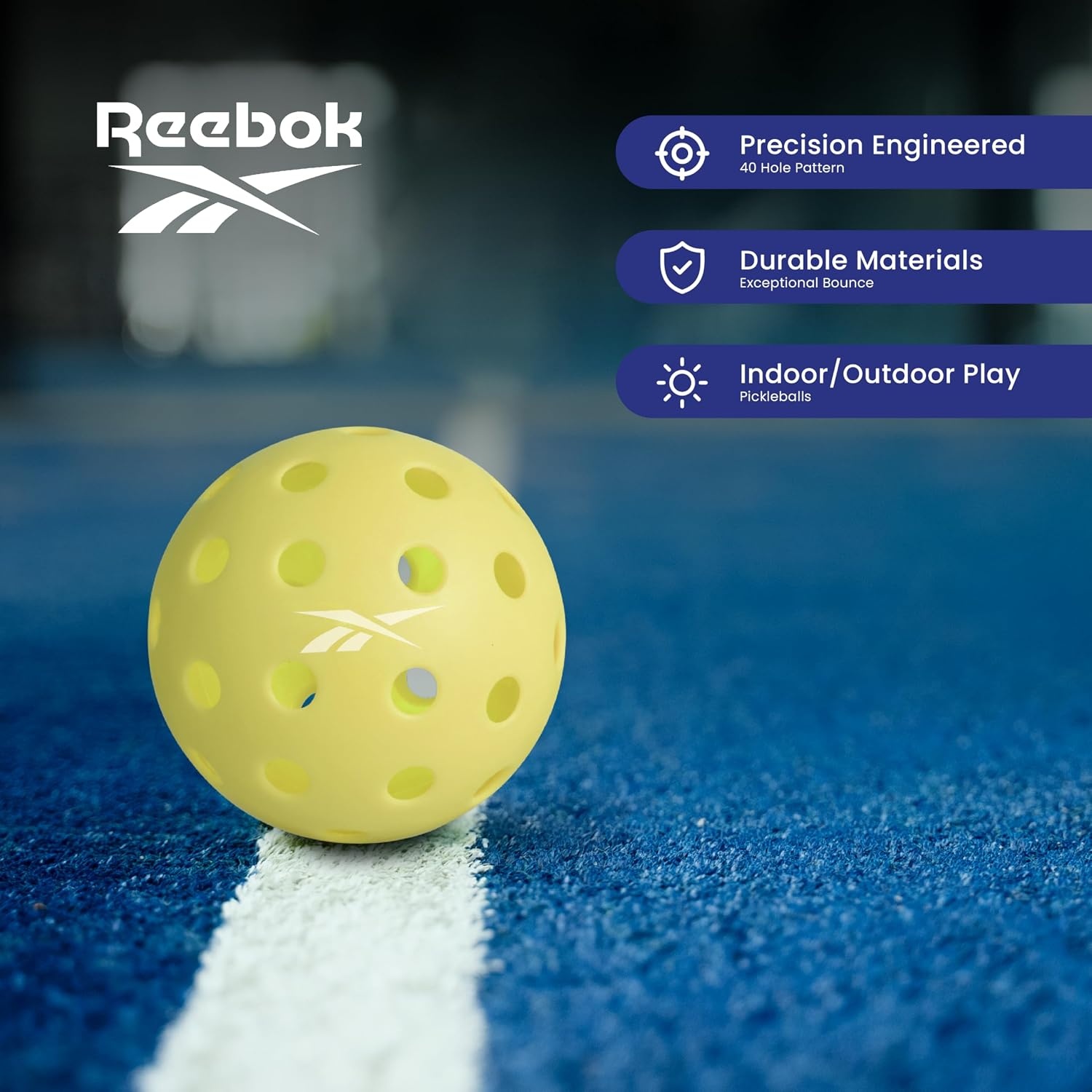 image:imageReebok Pickleball Set for 2 Players Includes 2 Paddles with Cushion Grip and 2 LightUp Balls Perfect for Night Play Durable Engineered for Sports EnthusiastsBlueWhite