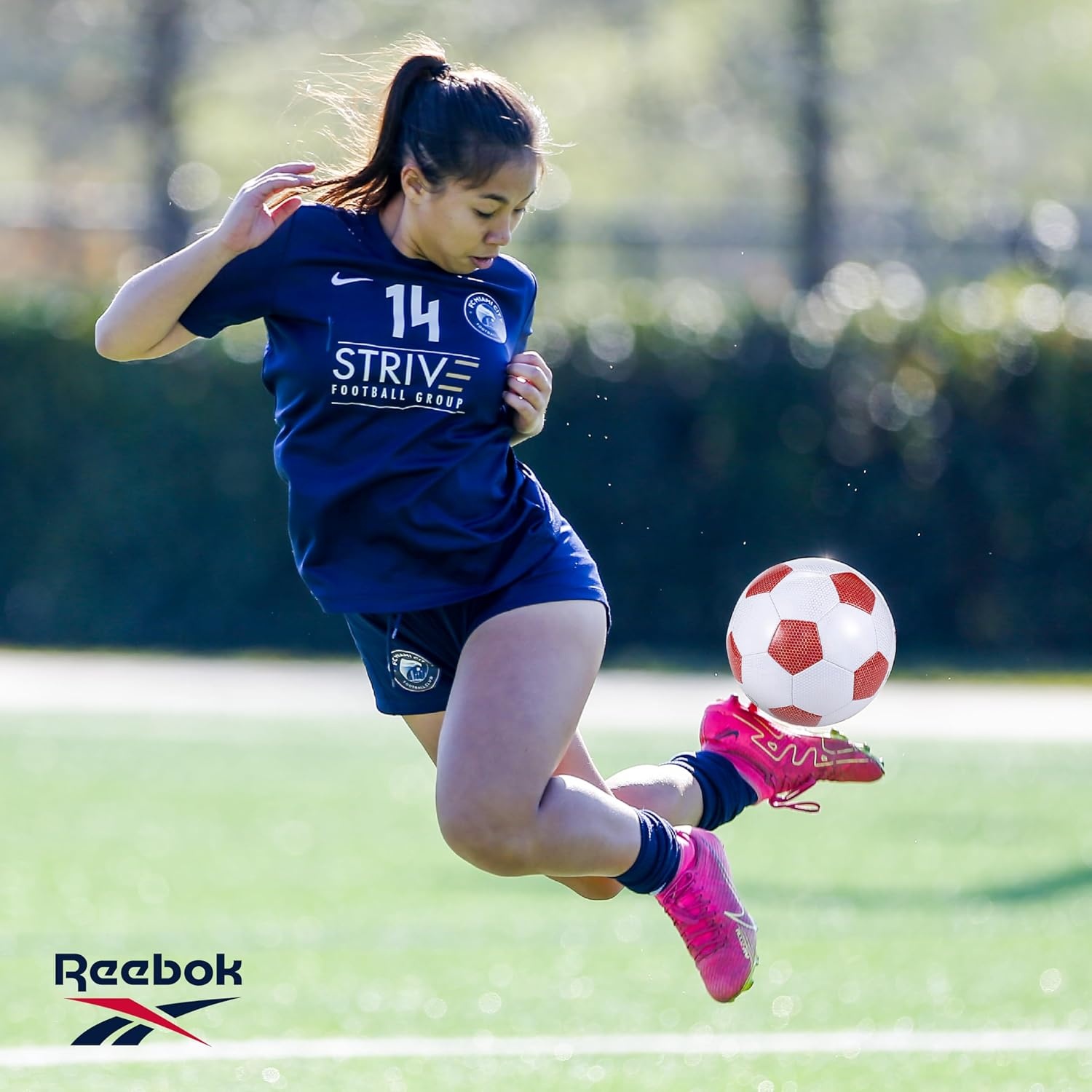 image:imageReebok Soccer Ball Official Size Composite All Surface Official Size 5 Composite Cover Includes Pump amp Needle Classic Panel Design Suitable for Training and Match Play