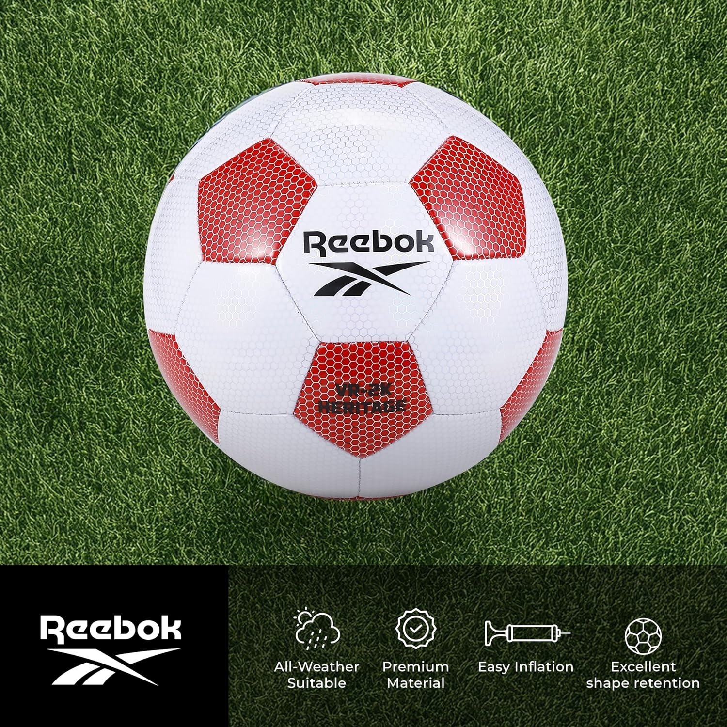 image:imageReebok Soccer Ball Official Size Composite All Surface Official Size 5 Composite Cover Includes Pump amp Needle Classic Panel Design Suitable for Training and Match Play