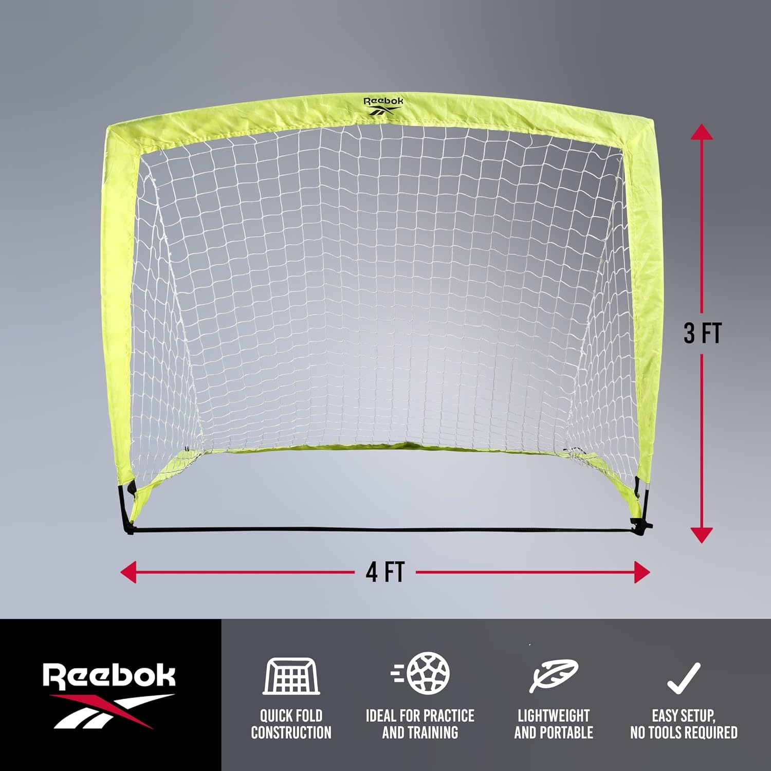 image:imageReebok Soccer Goal Stylish Design with Durable Construction SpaceSaving and Easy SetupYellow