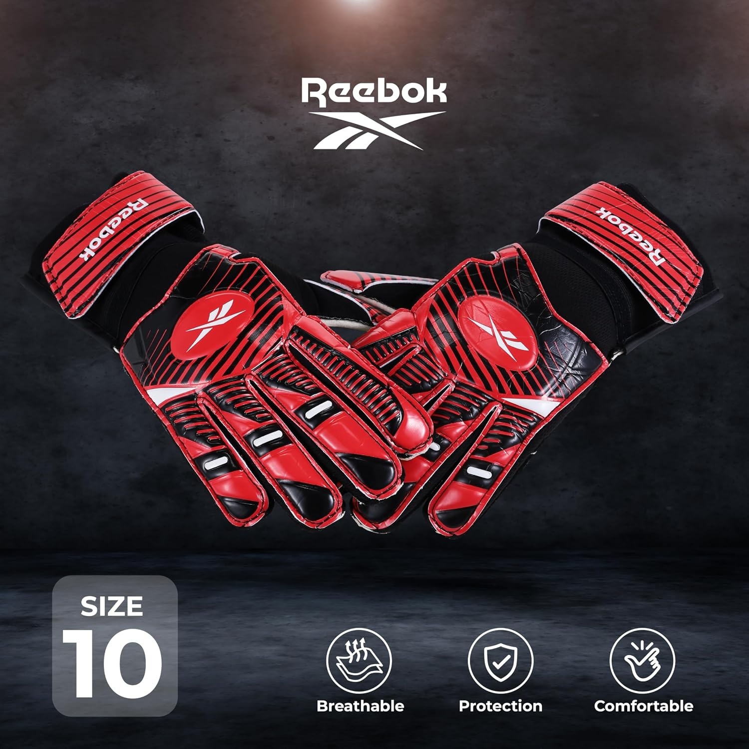 image:imageReebok Soccer Goalie Gloves Goalkeeper Gloves with Breathable Design Comfortable Fit amp High ProtectionRed
