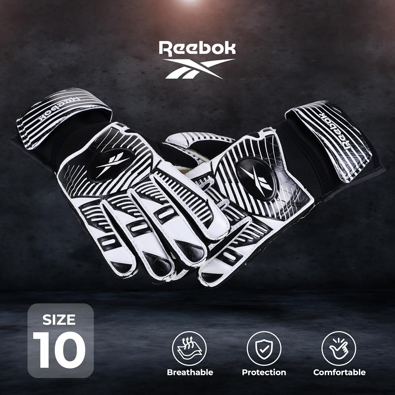 image:imageReebok Soccer Goalie Gloves Goalkeeper Gloves with Breathable Design Comfortable Fit amp High ProtectionWhite