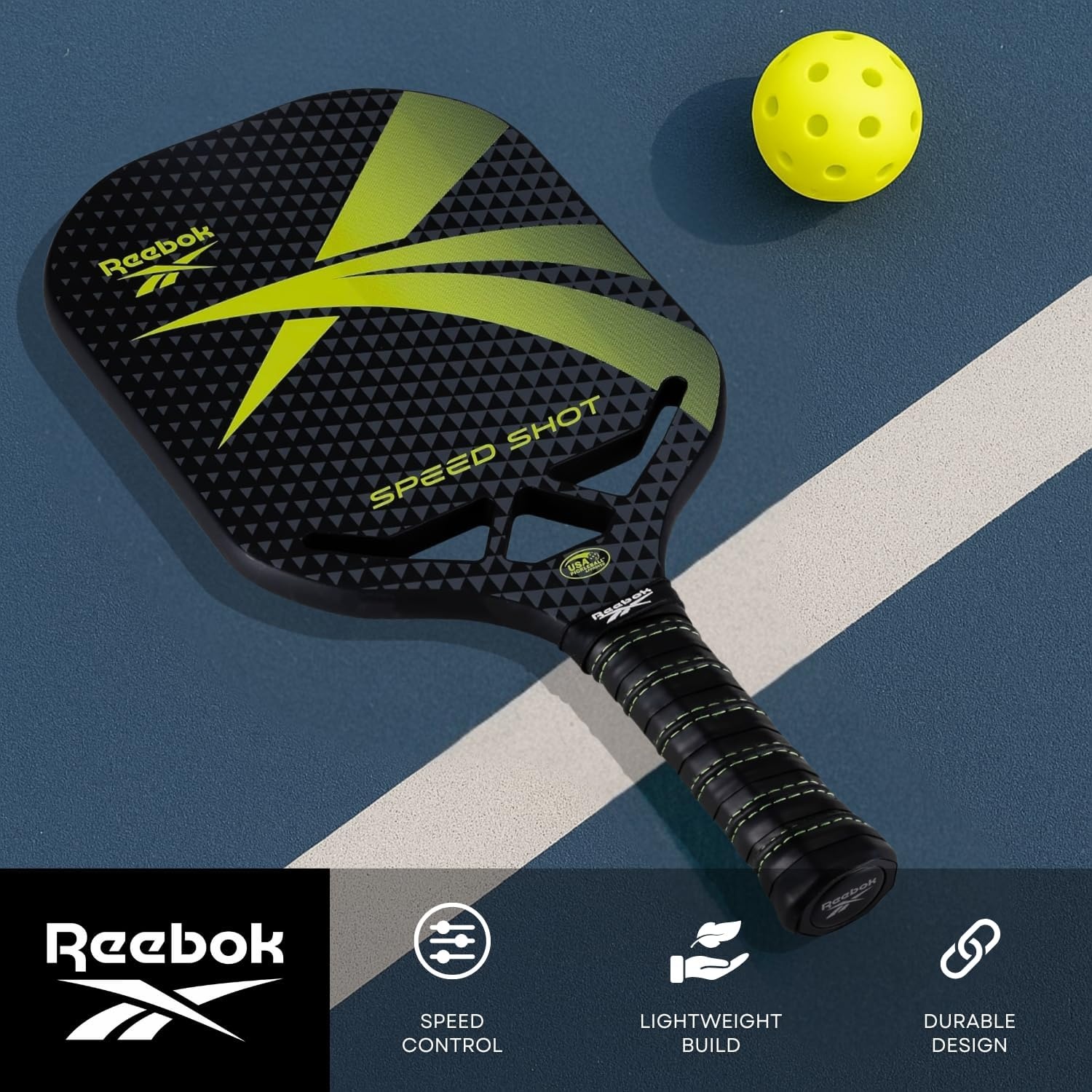 image:imageReebok Speed Pro Paddle Comfort Grip Handle amp Lightweight DesignBlackGreen
