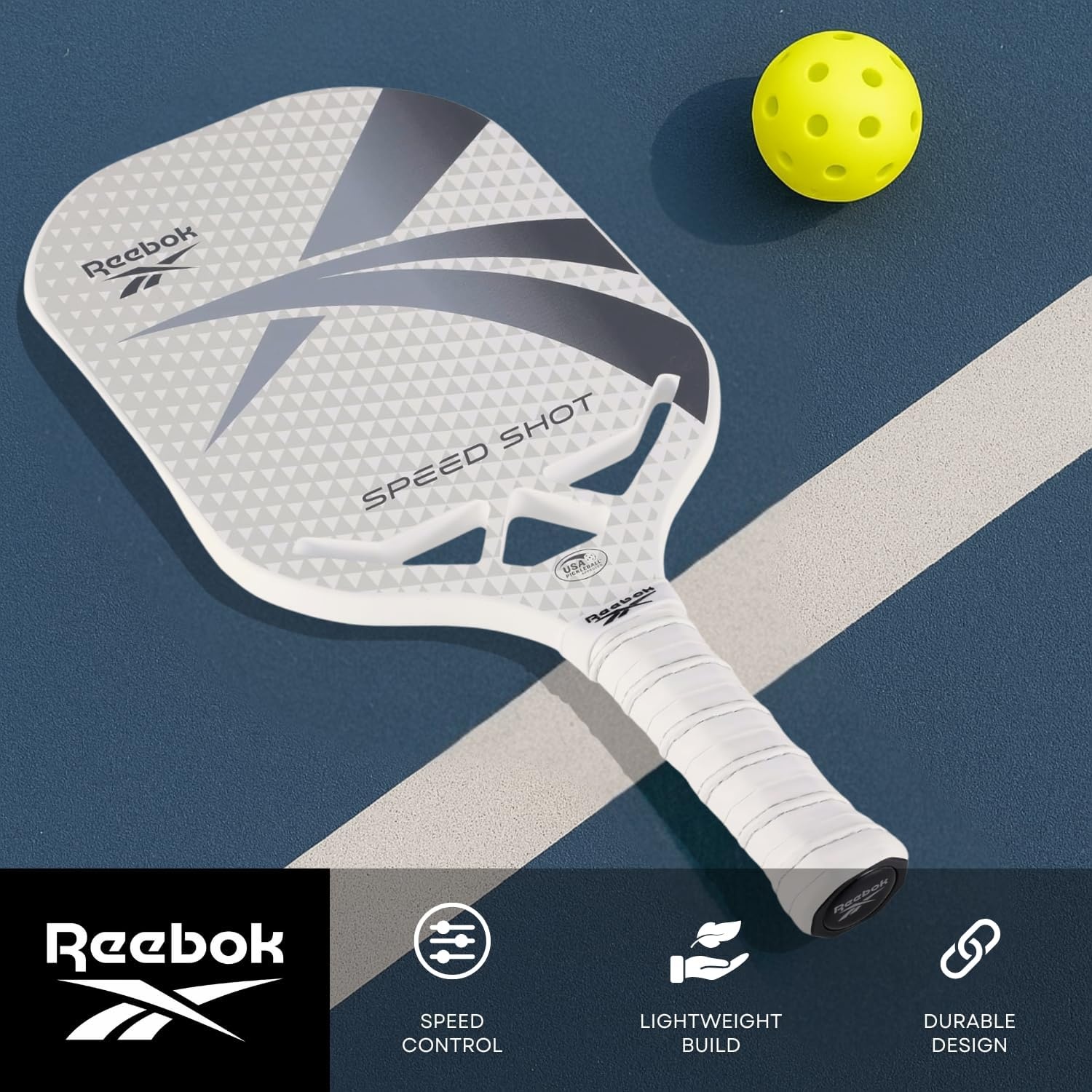 image:imageReebok Speed Pro Paddle Comfort Grip Handle amp Lightweight DesignWhiteGray