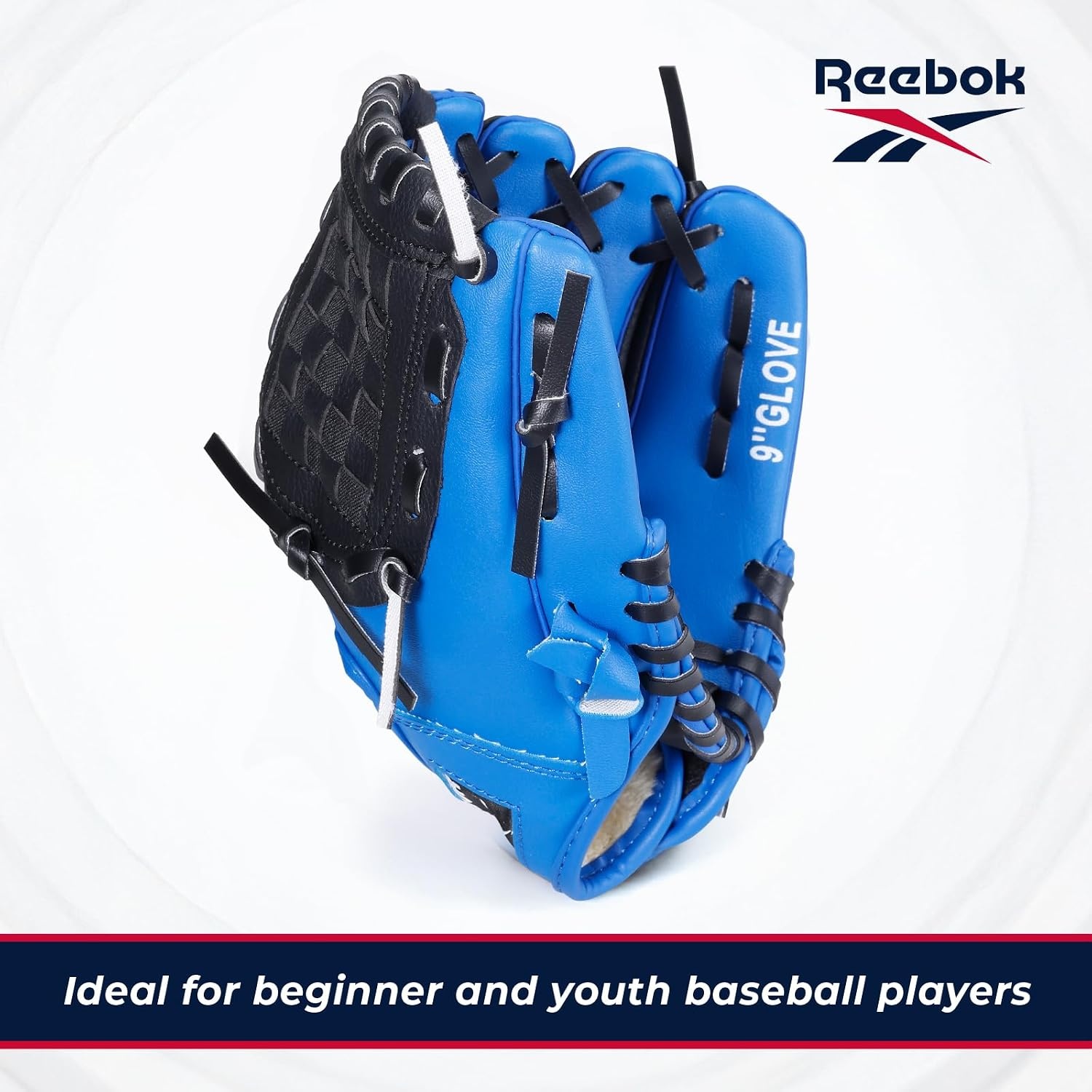 image:imageReebok Youth Baseball Glove Set 9Inch Kids Sports Glove with Foam Ball Training Mitt for Beginners Practice amp Backyard PlayBlue