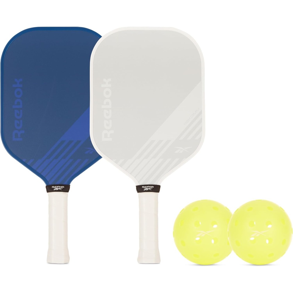 image:imageReebok Pickleball Set for 2 Players Includes 2 Paddles with Cushion Grip and 2 LightUp Balls Perfect for Night Play Durable Engineered for Sports EnthusiastsBlueWhite