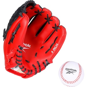 Reebok – Youth Baseball Glove Set, 9-Inch Kids Sports Glove with Foam Ball, Training Mitt for Beginners, Practice & Backyard Play(Red)