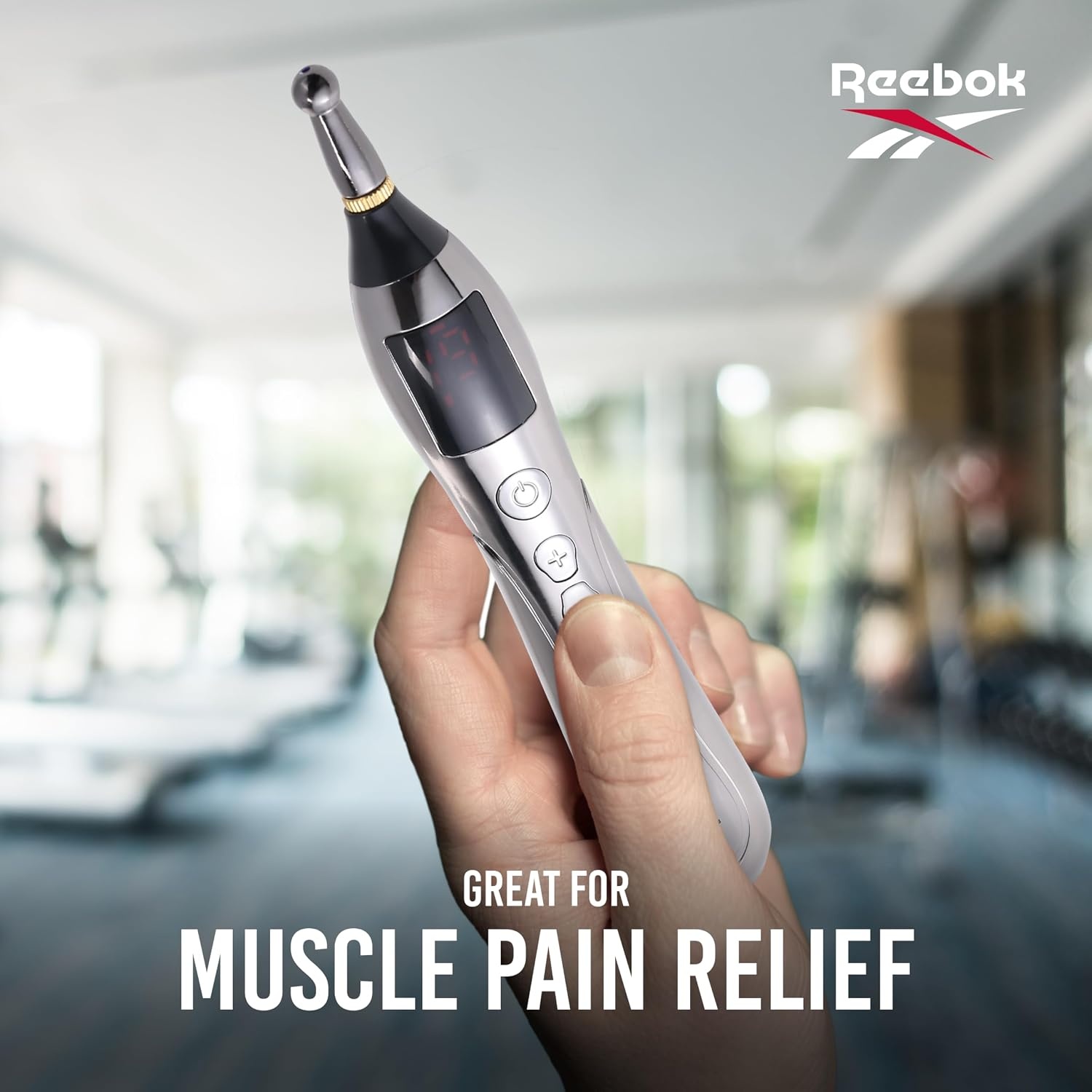 image:imageReebok 3in1 Handheld Percussion Body Massager for Muscle Relief Steel Easy Home Use Portable Personal Care Daily Wellness Routine Convenient Storage Compact