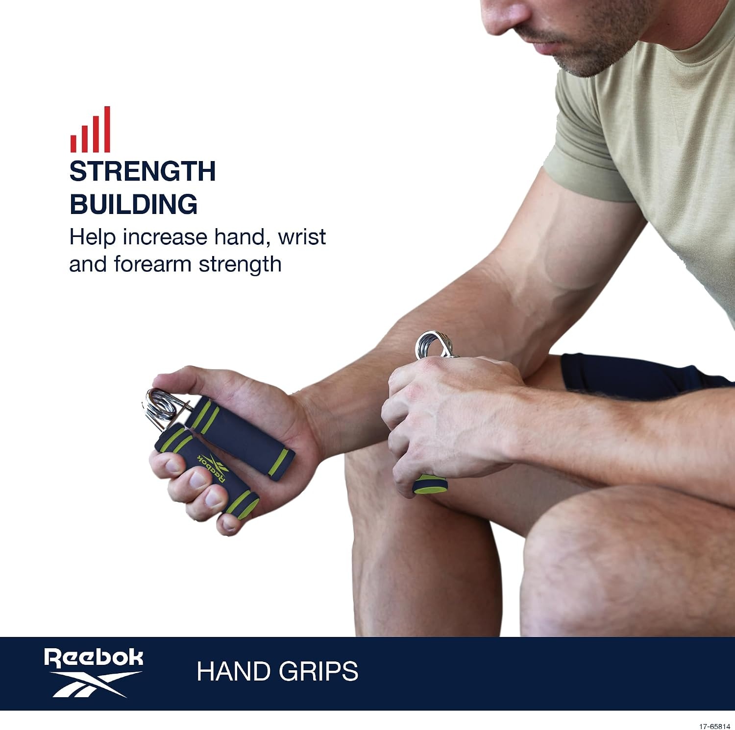 image:imageReebok 2Pack Hand Grips Spring Coiled Wrist Fingers amp Forearm Strength Trainer with Soft Foam Handles Improves Grip Strength Resistance Hand Gripper for Manual Exercises amp RehabBlueLime