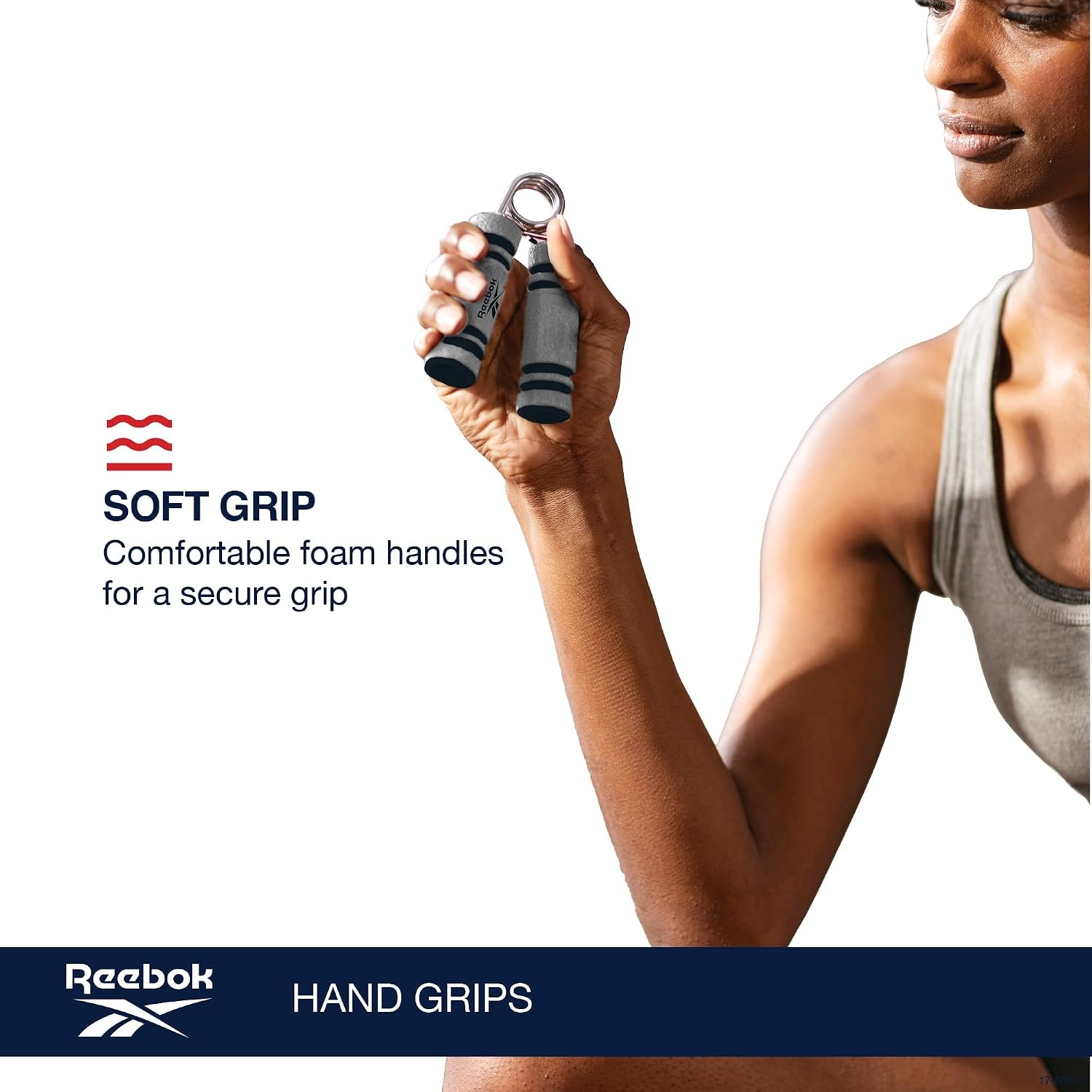 image:imageReebok 2Pack Hand Grips Spring Coiled Wrist Fingers amp Forearm Strength Trainer with Soft Foam Handles Improves Grip Strength Resistance Hand Gripper for Manual Exercises amp RehabGreyBlack