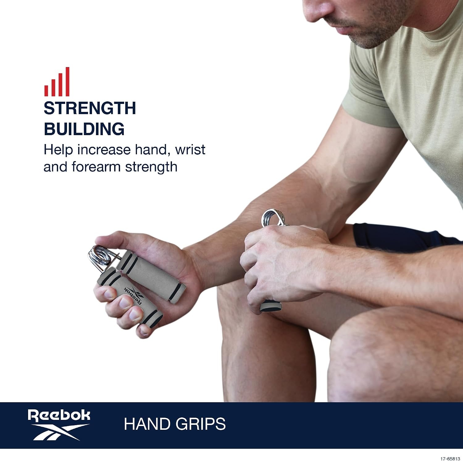 image:imageReebok 2Pack Hand Grips Spring Coiled Wrist Fingers amp Forearm Strength Trainer with Soft Foam Handles Improves Grip Strength Resistance Hand Gripper for Manual Exercises amp RehabGreyBlack