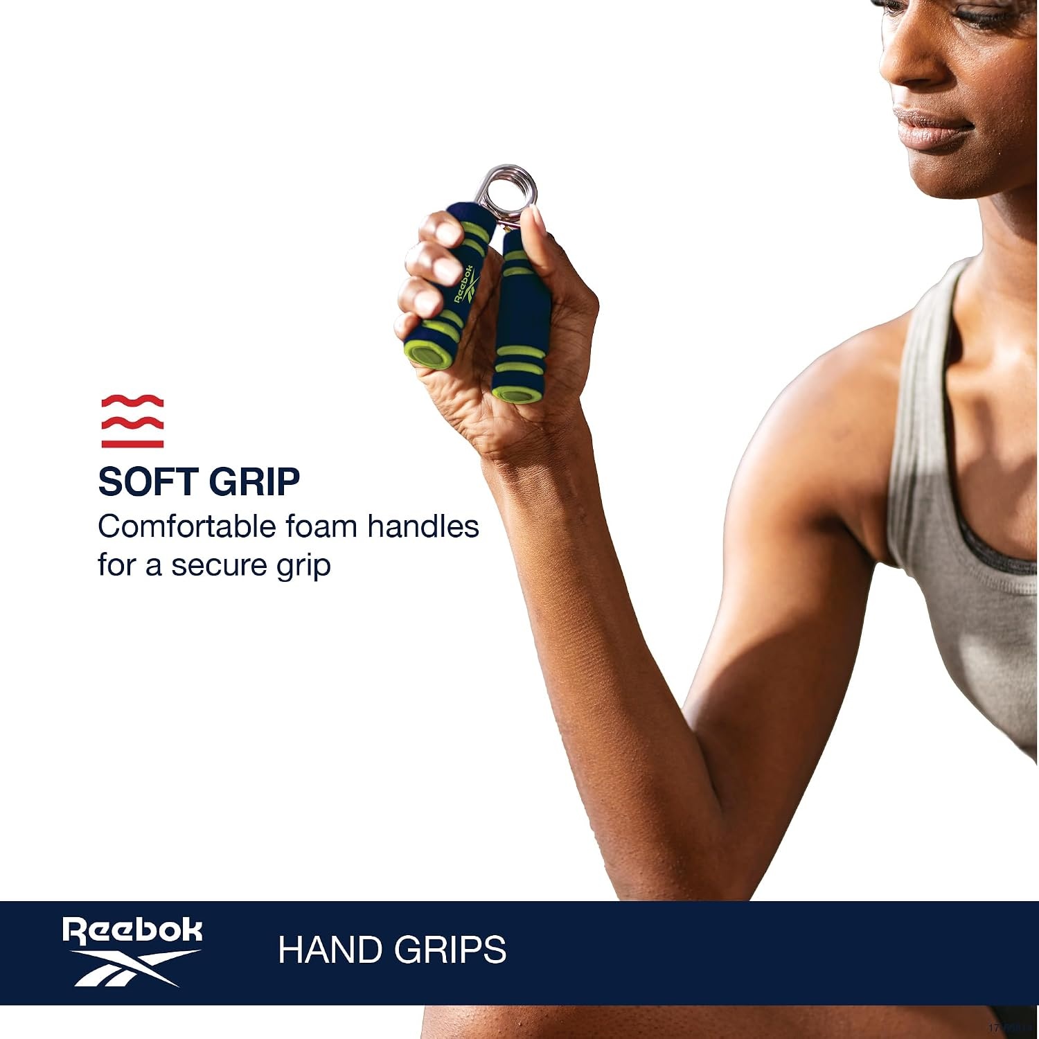 image:imageReebok 2Pack Hand Grips Spring Coiled Wrist Fingers amp Forearm Strength Trainer with Soft Foam Handles Improves Grip Strength Resistance Hand Gripper for Manual Exercises amp RehabBlueLime