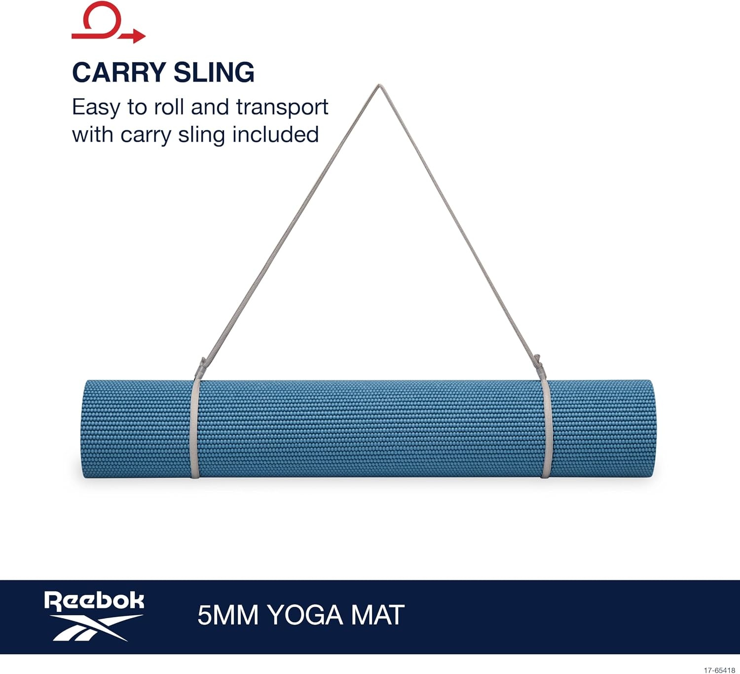image:imageReebok 5mm Solid Yoga Mat 68 x 24 NonSlip Lightweight Foldable and Durable Exercise Mat with Carry Strap for Home Workout Yoga Pilates Fitness and Outdoor TrainingCyber Mint