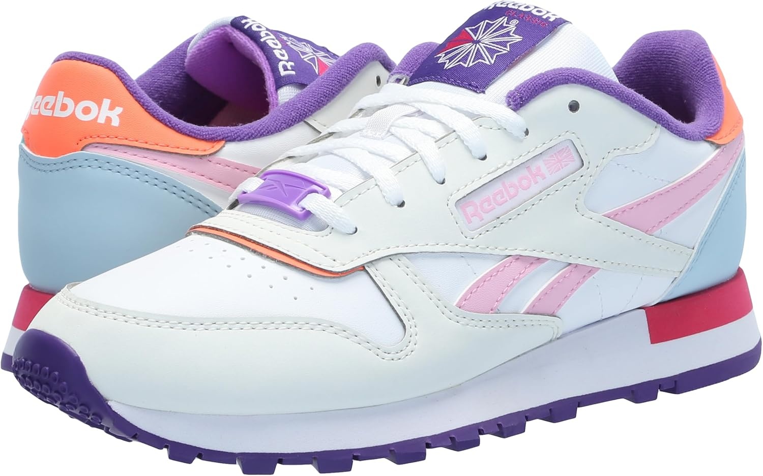 image:imageReebok Classic Nylon Womens Sneakers Casual Tennis Shoes WomenBarely GreyDynamic PurpleBold Pink