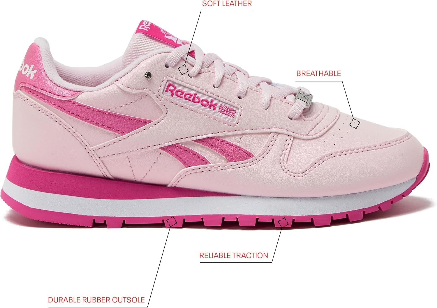 image:imageReebok Classic Nylon Womens Sneakers Casual Tennis Shoes WomenFrosted BerryTrue PinkWhite