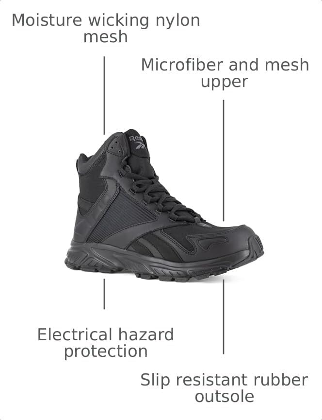 image:imageReebok Mens Hyperium Tactical Electrical Hazard Soft Toe Tactical 6 Boot with Size ZipperBlack