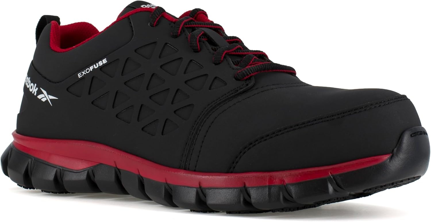 image:imageReebok Mens Rb4041 Sublite Cushion Safety Toe Athletic Work Shoe BlackBlackred