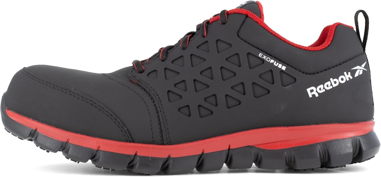 image:imageReebok Mens Rb4041 Sublite Cushion Safety Toe Athletic Work Shoe BlackBlackred