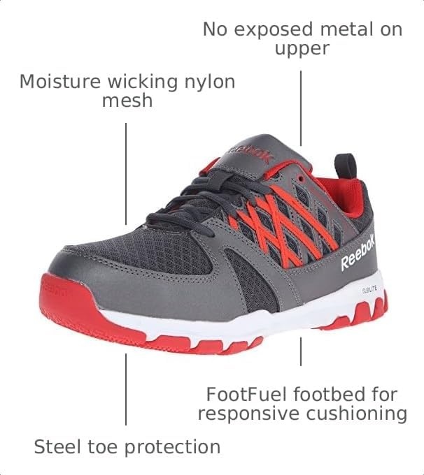 image:imageReebok Mens Rb4042 Sublite Cushion Work Safety Athletic Alloy Toe ShoesGrey