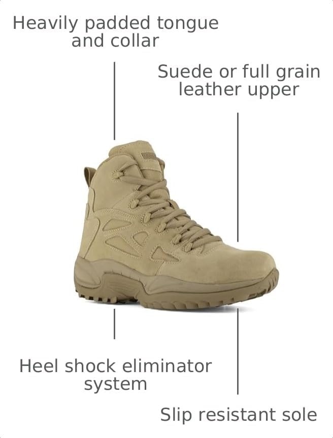 image:imageReebok Mens Rb8694 Rapid Response Rb Composite Toe 6 Tactical Stealth Boot Sidezipper Desert Tan Military amp Tactical BootsDesertsuede