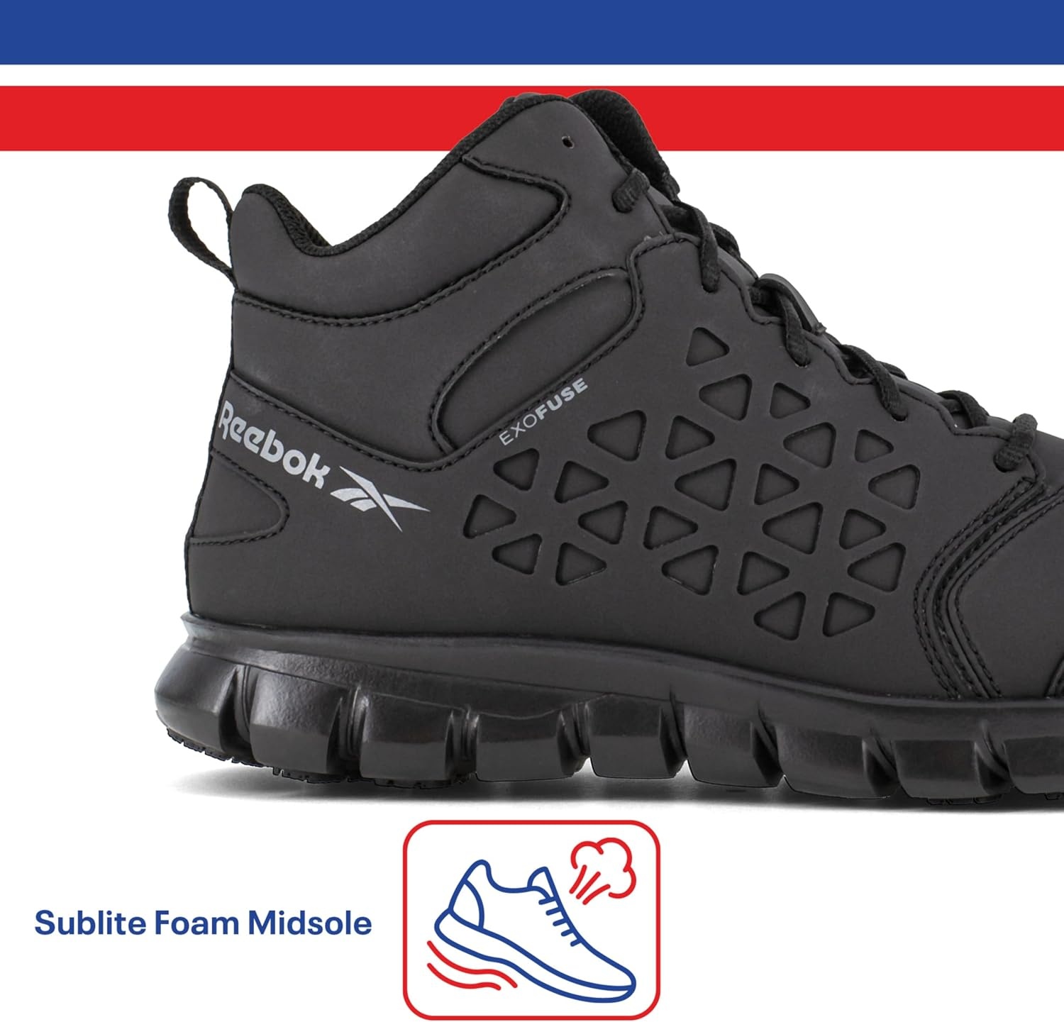 image:imageReebok Mens Sublite Cushion Mid Slip Resistant Alloy Toe WorkDuty BlackBlack