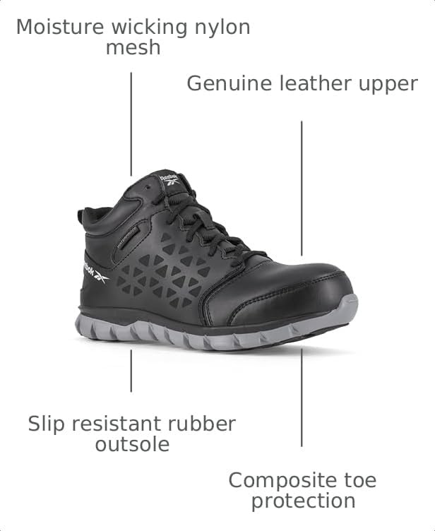 image:imageReebok Mens Sublite Cushion Work Safety Toe Athletic Waterproof MidcutBlack