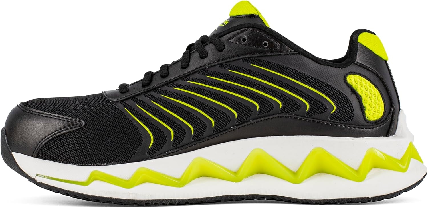 image:imageReebok Mens Work Zig Elusion Heritage SneakersBlackLime Green