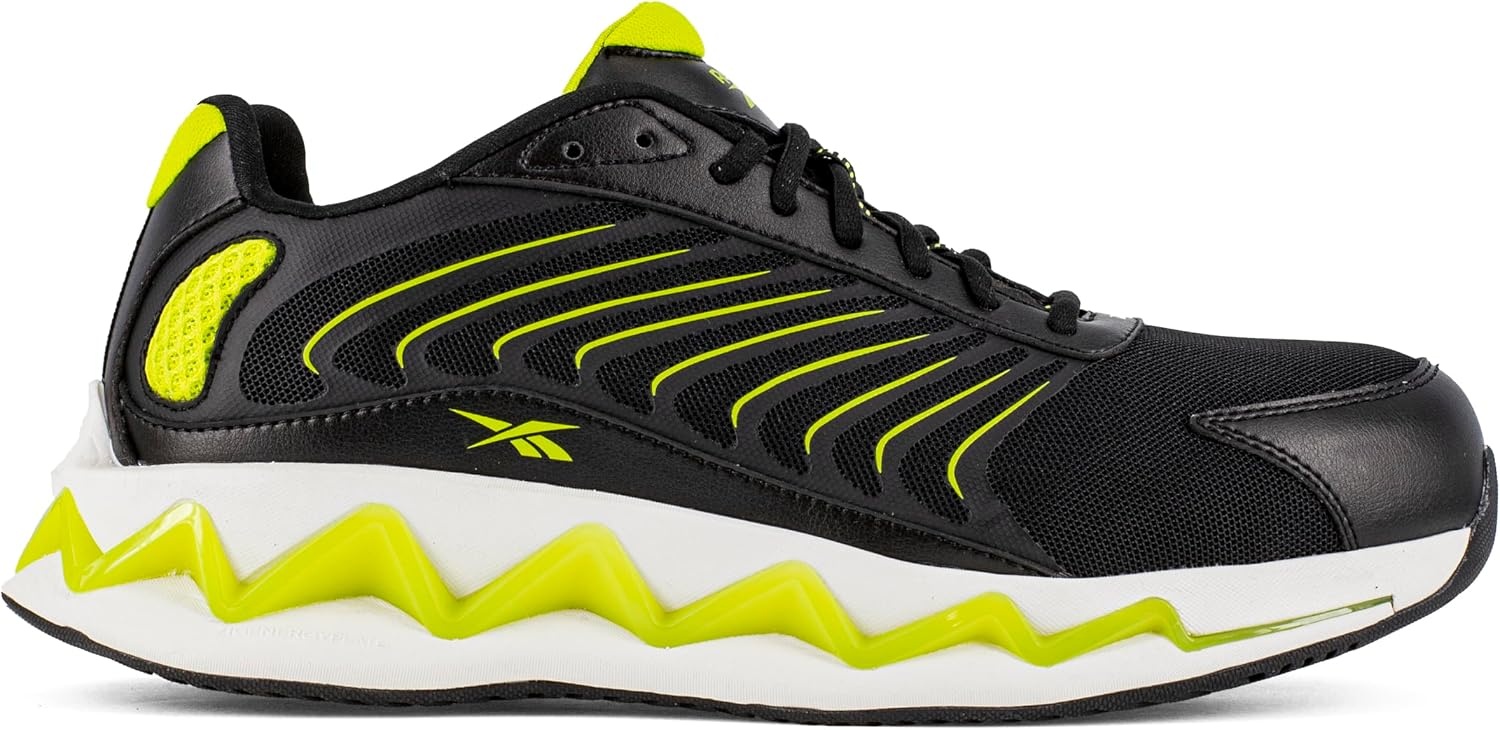 image:imageReebok Mens Work Zig Elusion Heritage SneakersBlackLime Green