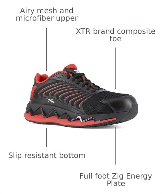 image:imageReebok Mens Work Zig Elusion Heritage SneakersBlackred