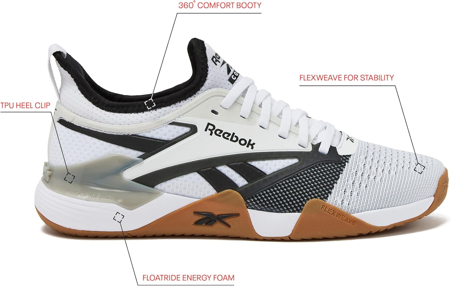image:imageReebok Nano Court Sport Mens Pickleball or Tennis Shoes for MenWhiteBlackGrey 1