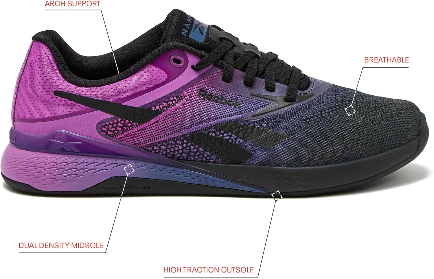 image:imageReebok Nano X5 Sneakers for Women Cross Training Gym Walking Shoes WomenBlackTwilight PurplePurple Rave