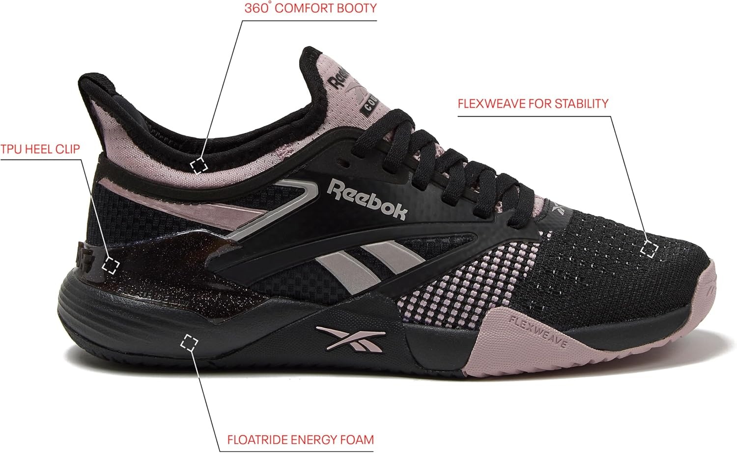 image:imageReebok Womens Nano Court Womens Tennis Shoes Pickleball Shoes for WomenBlackMuted Mauve