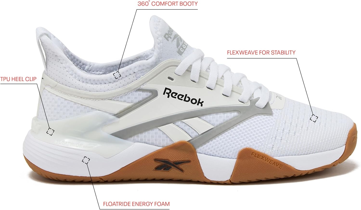 image:imageReebok Womens Nano Court Womens Tennis Shoes Pickleball Shoes for WomenWhiteBlackGrey 1