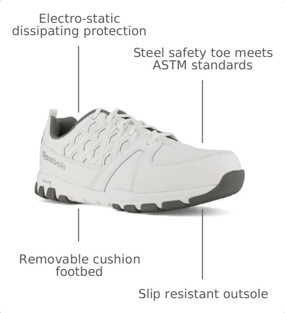 image:imageReebok Womens Rb434 Sublite Cushion Work Safety Toe Athletic Steel Oxford ShoesWhite