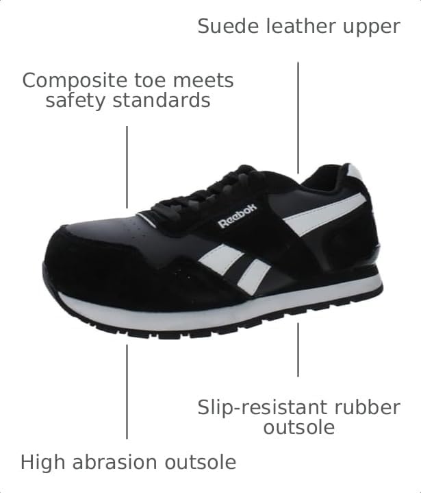 image:imageReebok Womens Rb981 Harman Composite Toe Classic Work SneakersBlackWhite