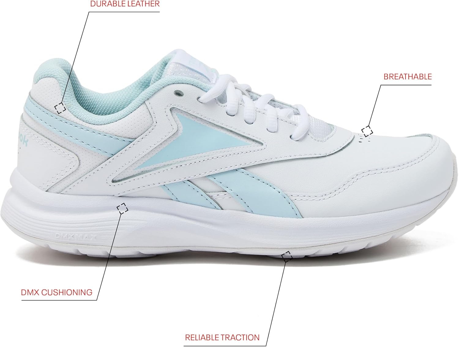 image:imageReebok Womens Walk Ultra 7 DMX Max ShoeWhiteGlass BlueCollegiate Royal