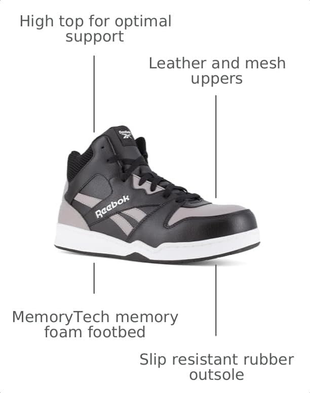 image:imageReebok Work Mens Bb4500 Slip Resistant Composite Toe WorkDuty GreyBlackGrey
