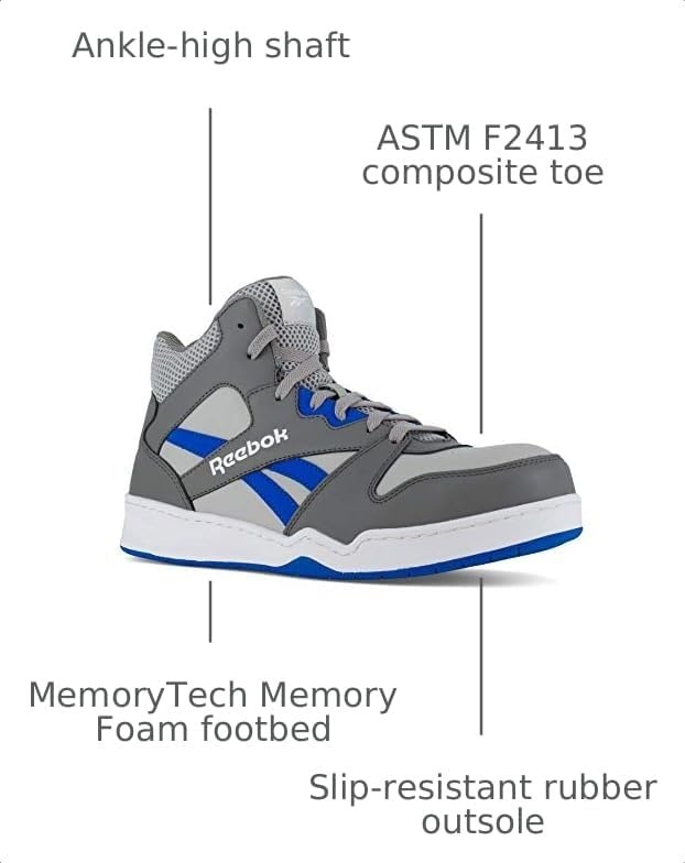 image:imageReebok Work Mens Bb4500 Slip Resistant Composite Toe WorkDuty GreyBlueGrey