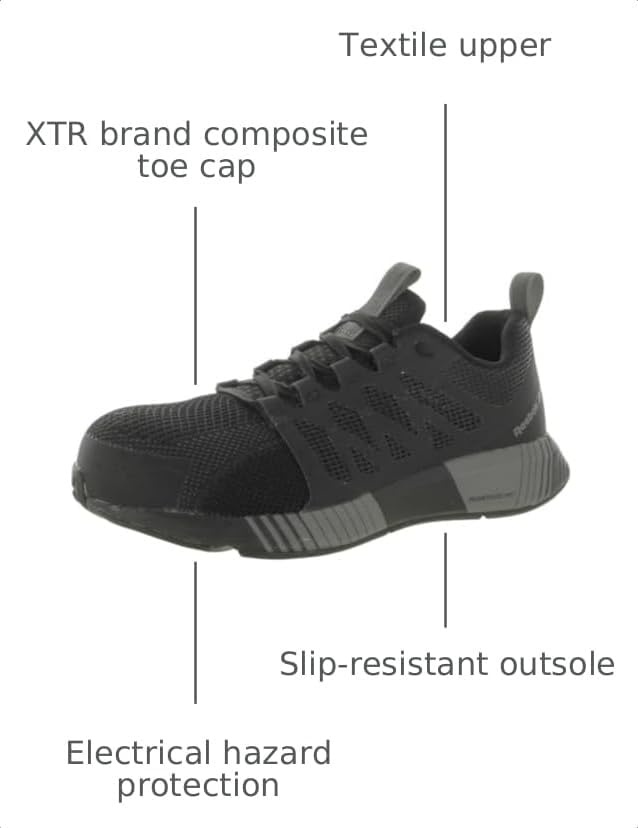 image:imageReebok Work Mens Fusion Flexweave Slip Resistant Composite Toe WorkDuty BlackBlackWhite