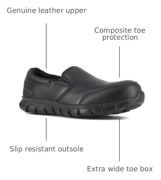 image:imageReebok Work Mens Sublite Cushion Composite Toe ESD Slip On Work Safety Shoes Casual BlackBlack