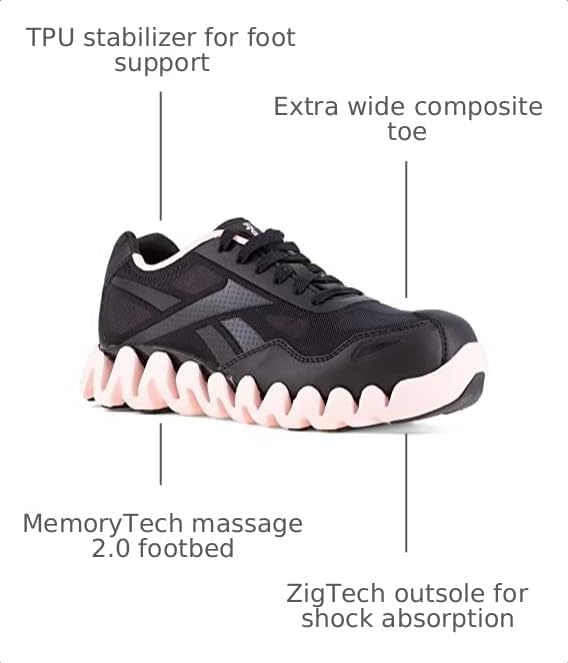 image:imageReebok Work Zig Pulse Work Composite Toe Womens OxfordBlackpink